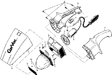 Exploded Diagram A Diagram and Parts List for 9509-08 Type 1 Black and Decker Hand Vacuum